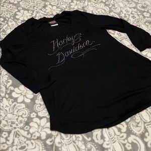 Harley Davidson black rhinestone top